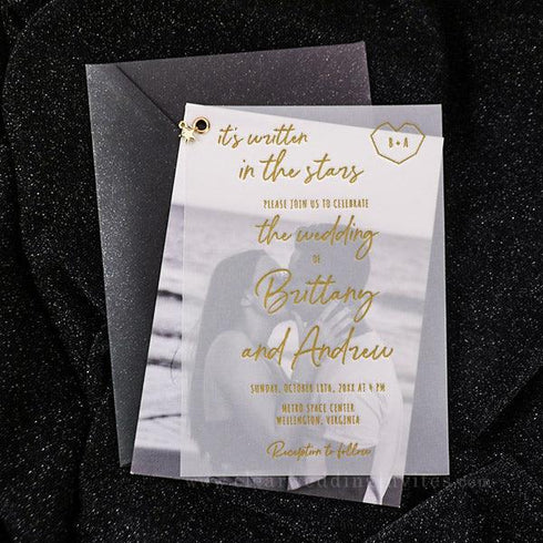 It’s written in the stars celestial foil vellum wedding invitations CWIV41